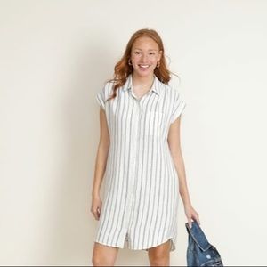 Old Navy White and Gray Striped Shirt Dress